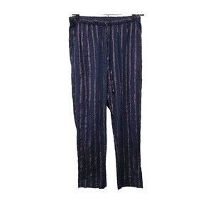 Xirena Kalvyn Winston Stripe Drawstring Pants sz XS Navy Purple Pockets